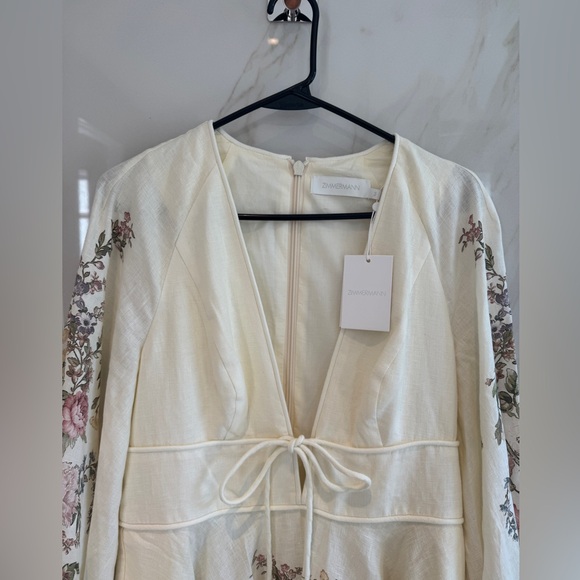 NWT Zimmermann Waverly Linen Minidress - Size 3 / US 10 - Picture 3 of 4